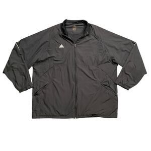Vintage Adidas Jacket Mens 2XL Black Full Zip Team Performance Windbreaker Track